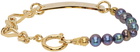 IN GOLD WE TRUST PARIS SSENSE Exclusive Gold Thin Figaro Pearl Bracelet