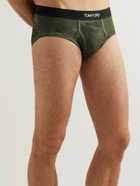 TOM FORD - Camouflage-Print Stretch-Cotton Briefs - Green