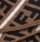 Fendi - Logo-Jacquard Virgin Wool Headband - Brown