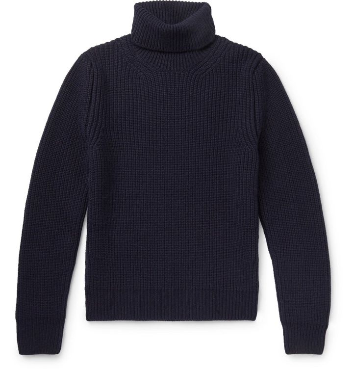 Photo: TOM FORD - Ribbed Cashmere Rollneck Sweater - Blue