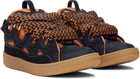 Lanvin SSENSE Exclusive Orange & Navy Curb Sneakers