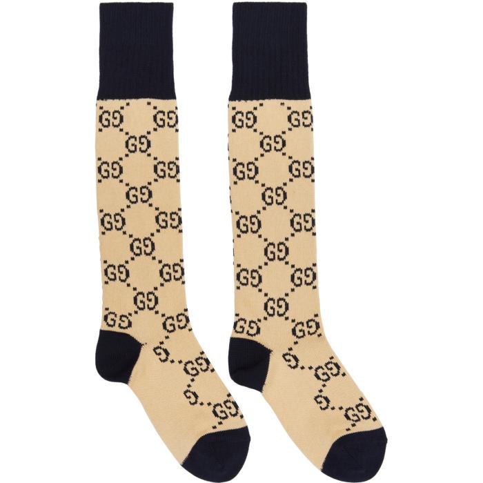 Photo: Gucci Beige and Navy GG Socks