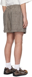 Bottega Veneta Brown & White Knotted Viscose Mini Check Shorts