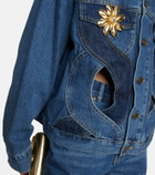 Area - Embellished cutout denim jacket