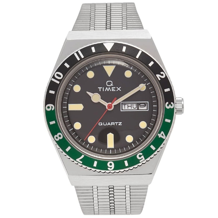 Photo: Timex Q Watch in Silver/Black/Green