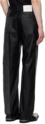 Feng Chen Wang Black Paneled Faux-Leather Jeans