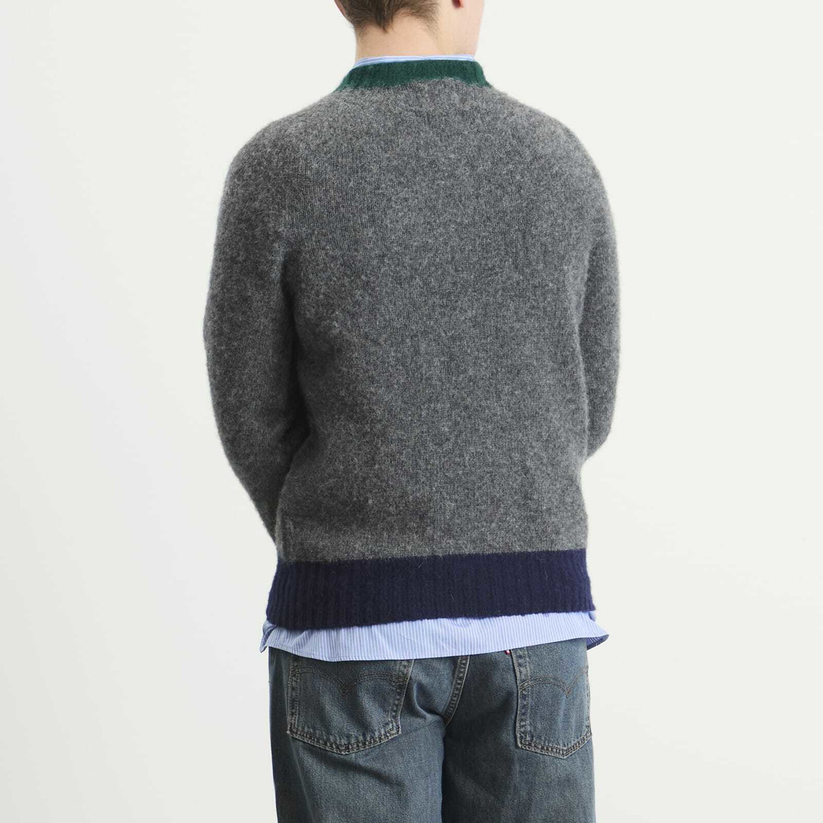 Howlin by Morrison Men's Howlin' Captain Harry Contrast Trim Jumper in Oxford