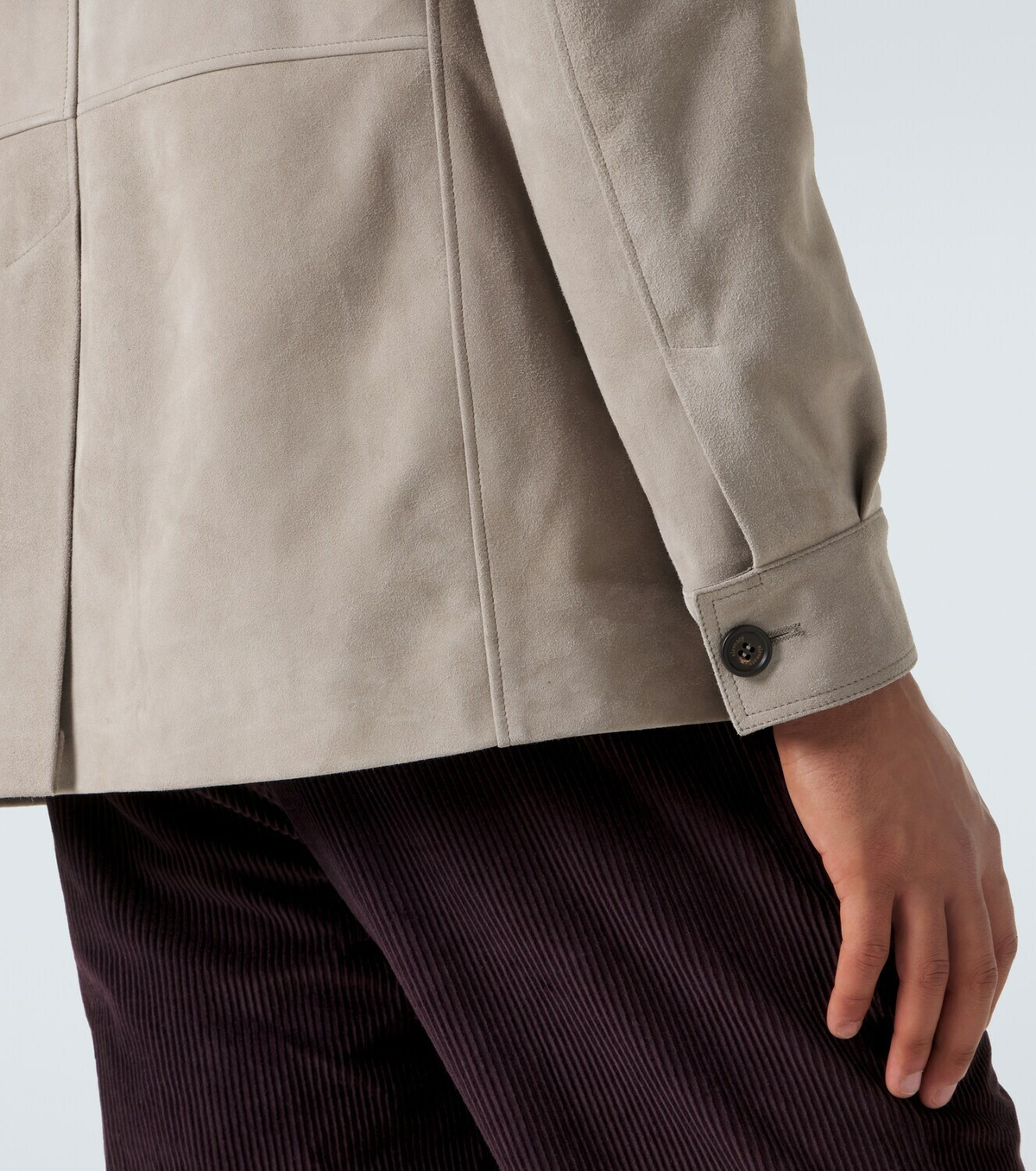 Eleventy Shearling-trimmed suede field jacket