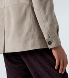Eleventy Shearling-trimmed suede field jacket