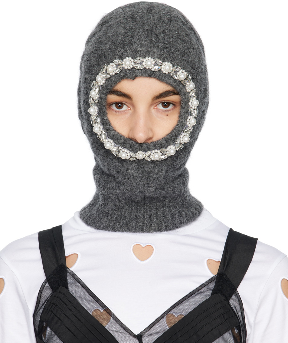 Simone Rocha Gray Beaded Balaclava Simone Rocha