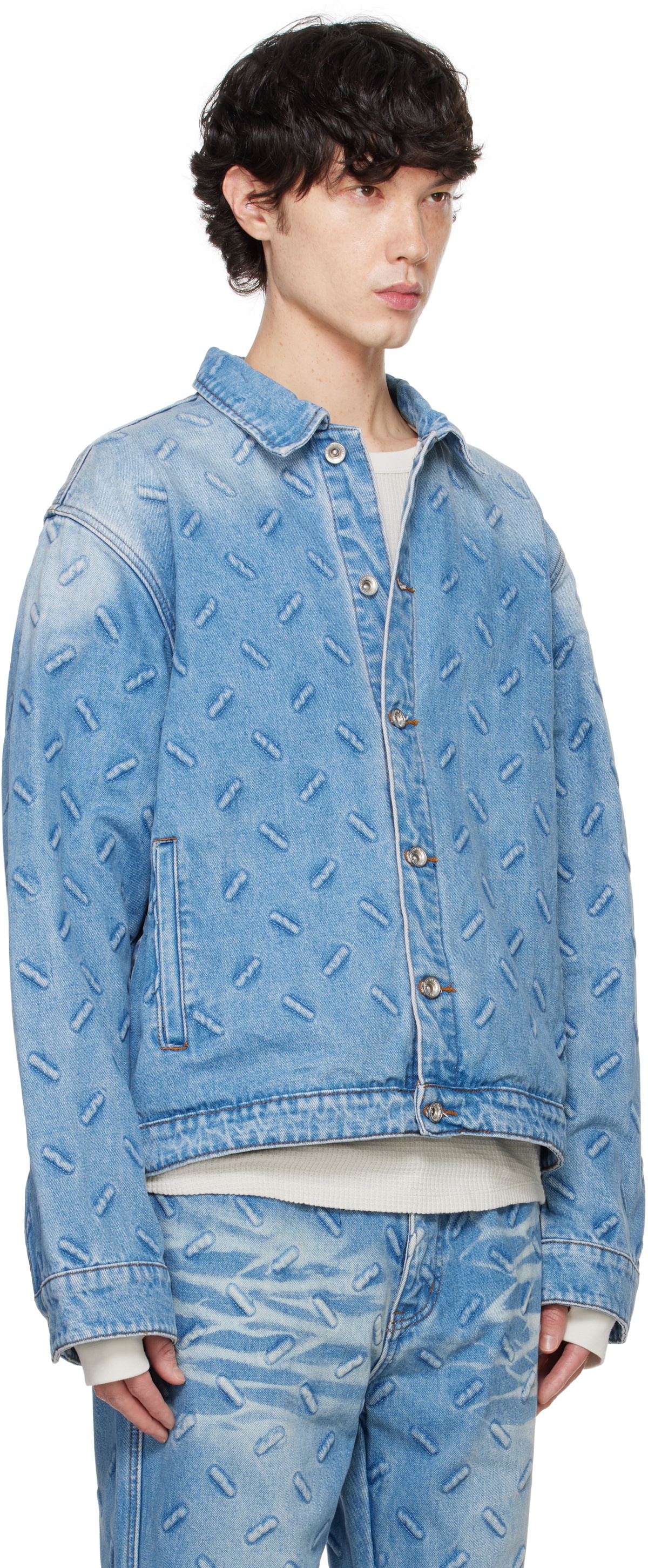 Who Decides War Blue Thread Plate Denim Jacket