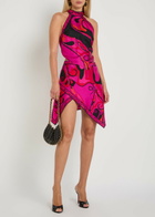 Pucci Asymmetric Printed Silk Mini Skirt Pink