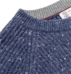 Brunello Cucinelli - Ribbed Mélange Wool-Blend Sweater - Navy