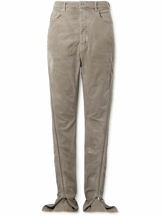 Photo: DRKSHDW by Rick Owens - Bolan Banana Slim-Fit Straight-Leg Zip-Detailed Waxed Jeans - Neutrals