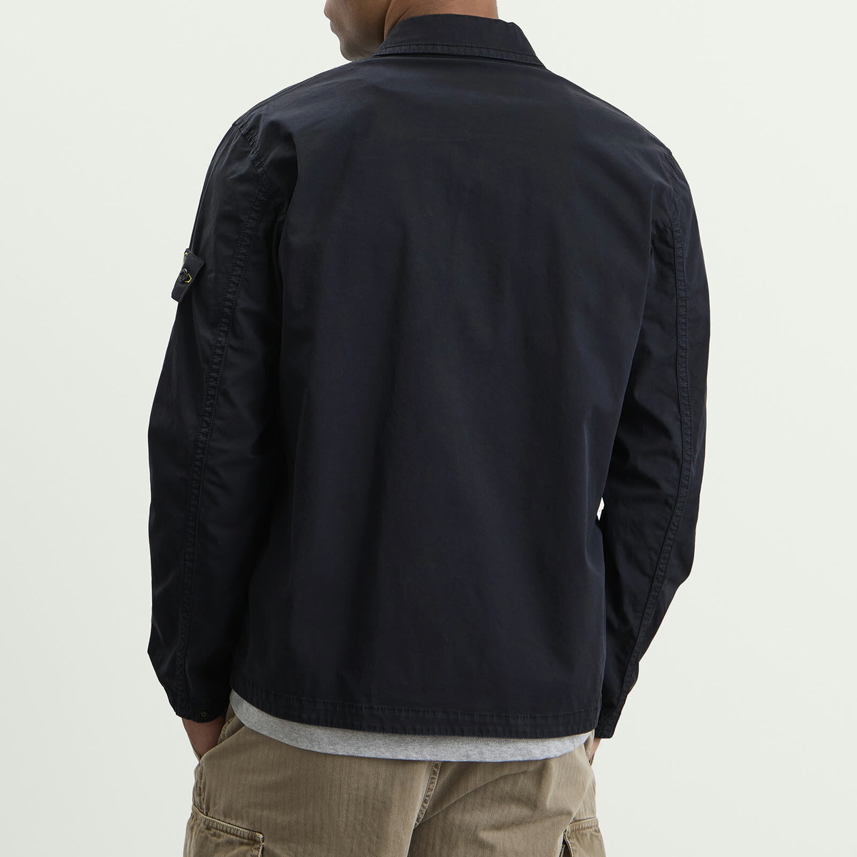 Stone Island Men's Organic Cotton Twill Zip Shirt Jacket in Navy Blue
