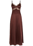 Reformation Ericka Lace-trim Silk Midi Slip Dress Dark Brown
