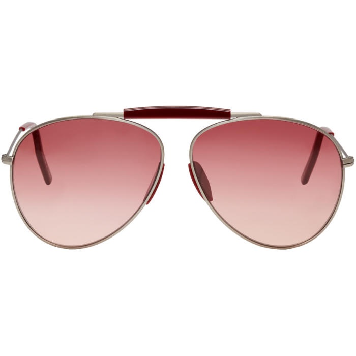 Photo: Acne Studios Silver and Red Howard Aviator Sunglasses 