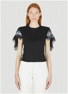 Lace Sleeve T-Shirt in Black