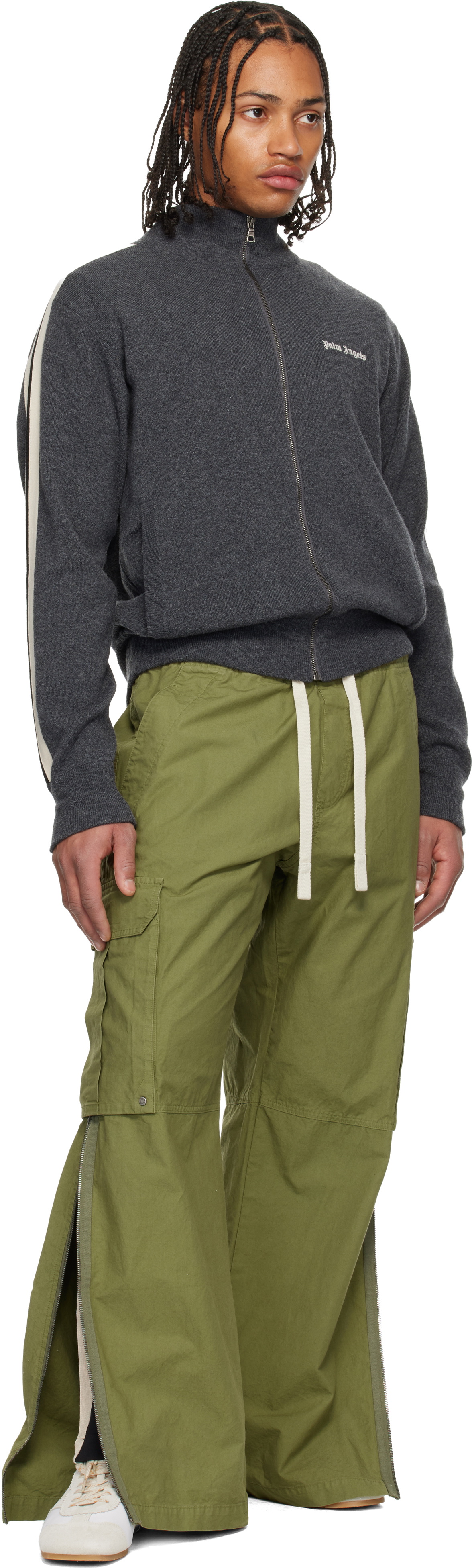 Palm Angels Green Curved Logo Cargo Pants