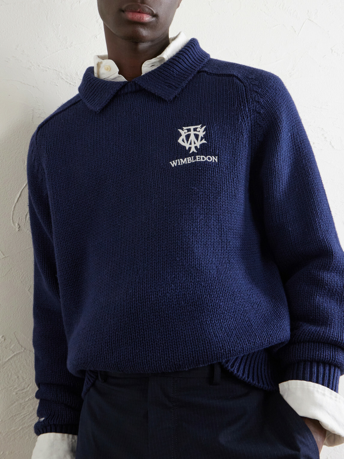 Polo Ralph Lauren - Wimbledon Logo-Appliquéd Cotton Sweater - Blue