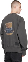 We11done Grey Denim Jacket Teddy Sweatshirt