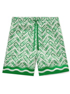 Casablanca - Wide-Leg Printed Silk Drawstring Shorts - Green