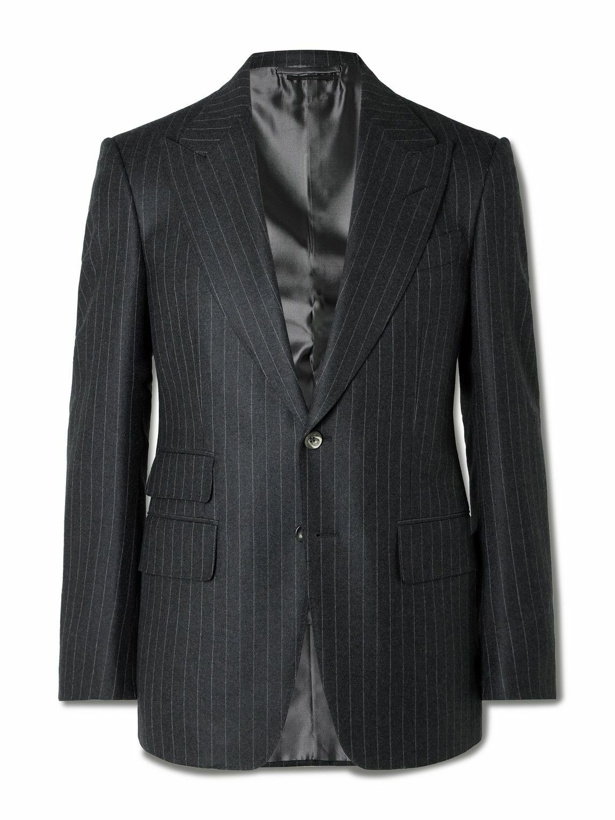 Photo: TOM FORD - Shelton Pinstriped Wool Suit Jacket - Gray