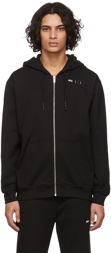 Photo: MCQ Black Relaxed Zip Hoodie