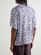 Wacko Maria - Convertible-Collar Leopard-Print Satin-Twill Shirt - Purple