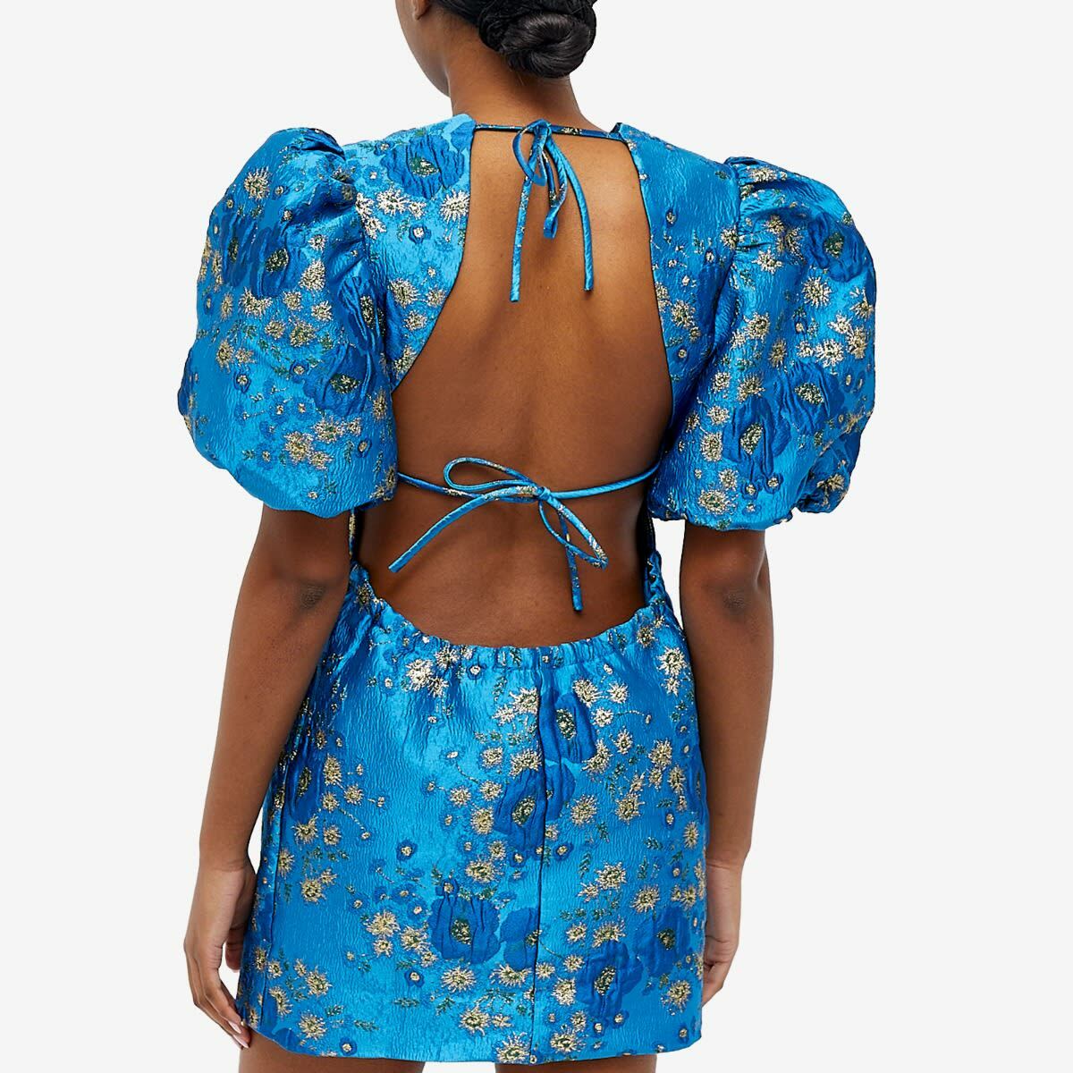 GANNI Women's Open Back Mini Dress in Brilliant Blue GANNI GANNI Women's Open Back Mini Dress in Brilliant Blue GANNI