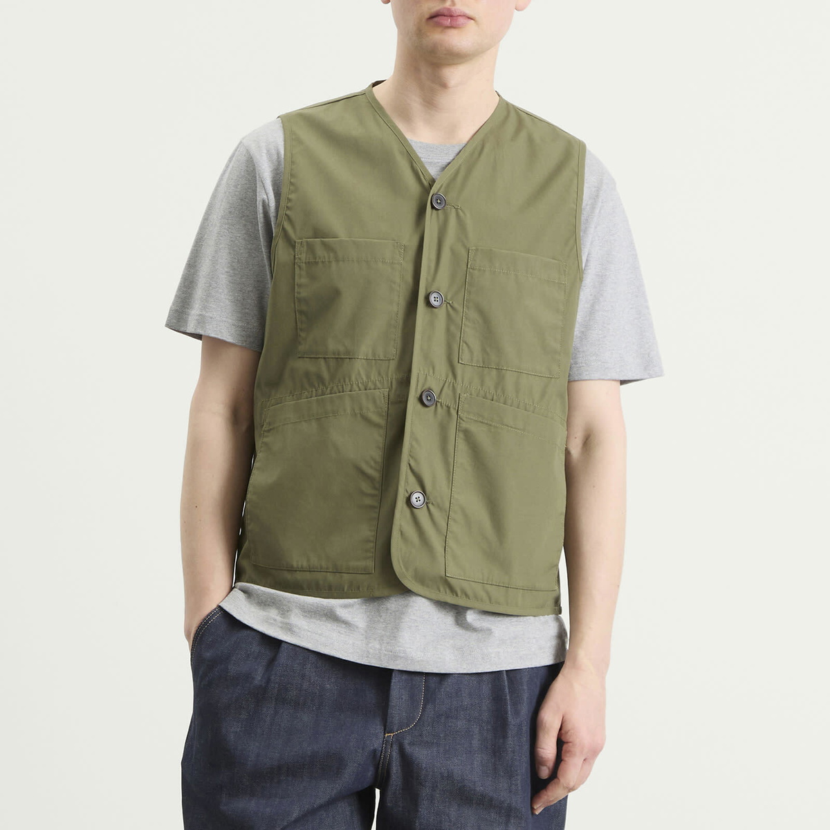 Universal Works Men's Recycled Poly Tech City Waistcoat in Olive