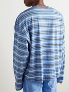 Marni - Oversized Logo-Embroidered Striped Cotton-Jersey T-Shirt - Blue