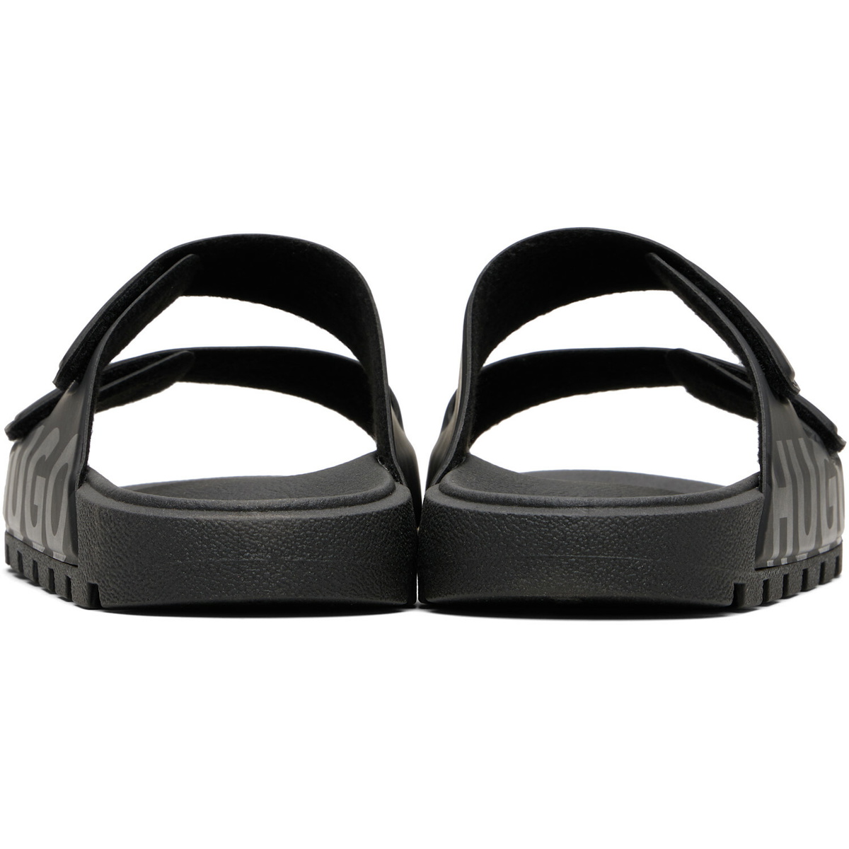 Hugo Black Logo Double Touch-Closure Straps Sandals