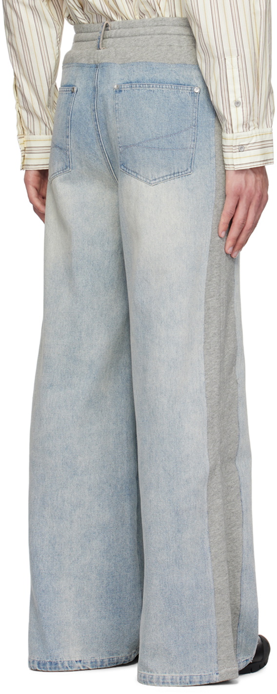 C2H4 Gray & Blue Paneled Jeans