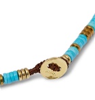 Mikia - Turquoise, Hematite and Gold-Tone Beaded Bracelet - Blue
