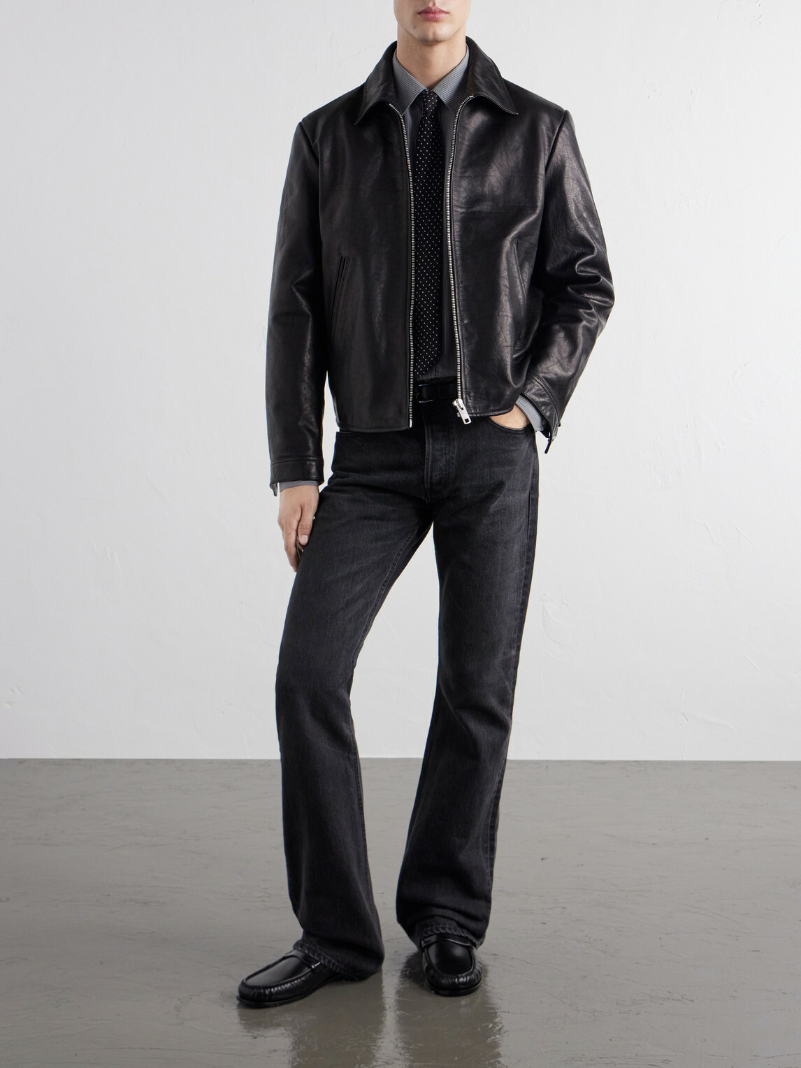 TOTEME - Distressed Leather Jacket - Black