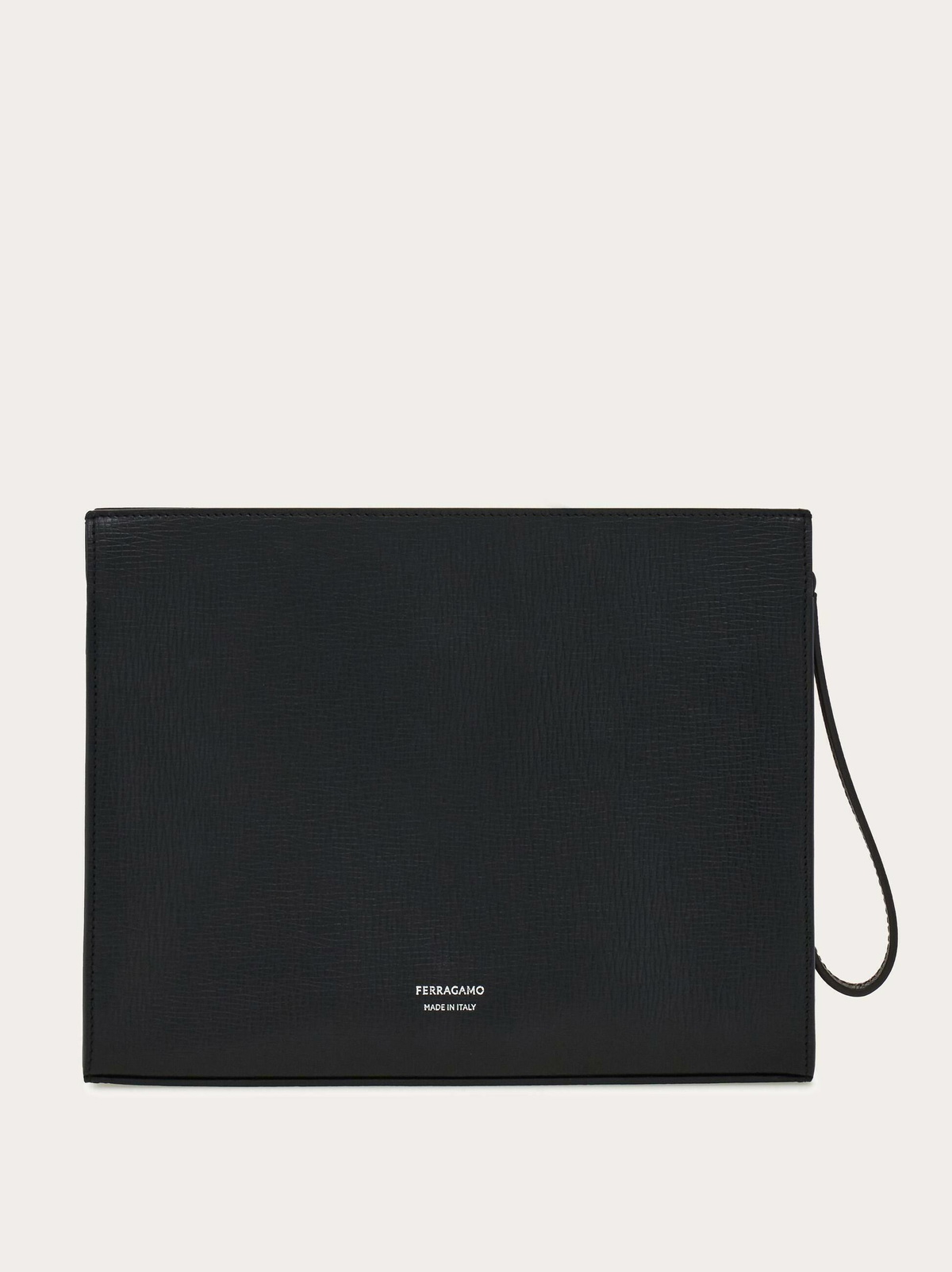 Ferragamo Mens Gancini pouch in Black