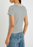 Frame The Baby Tee Striped Cotton T-shirt Navy