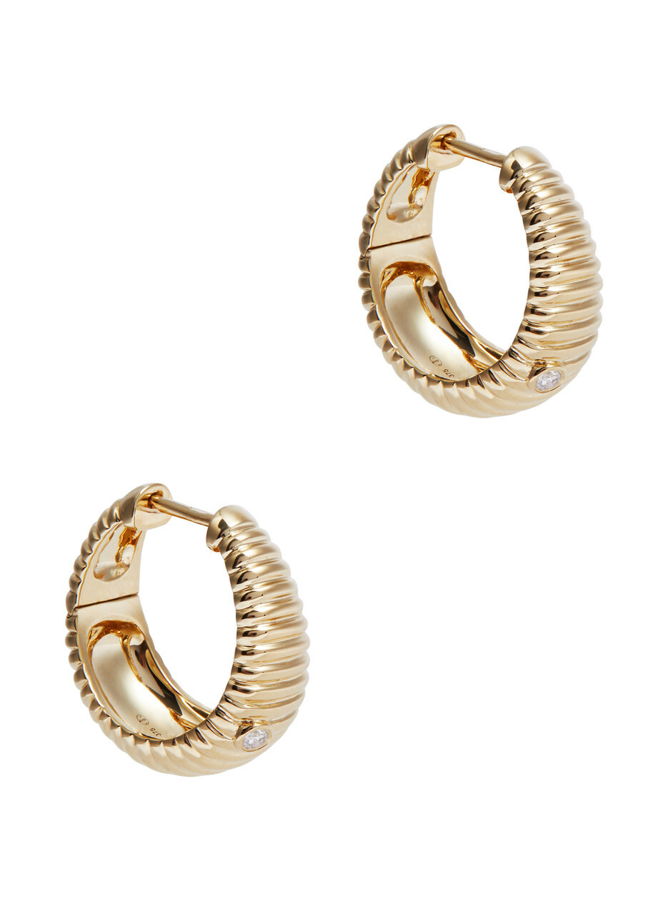 【YVONNE LEON】gold, enamel and diamond hoop イヤリング Yvonne Léon 9K Yellow Gold Coeur Enamel Diamond Earrings