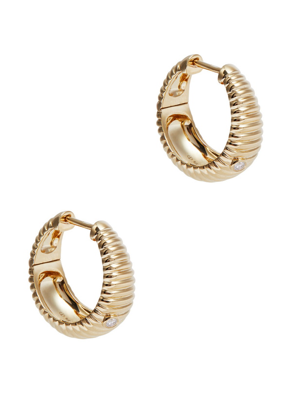 Photo: Yvonne Leon Paires De Creoles Berlingot 9kt Gold Hoop Earrings - One Size