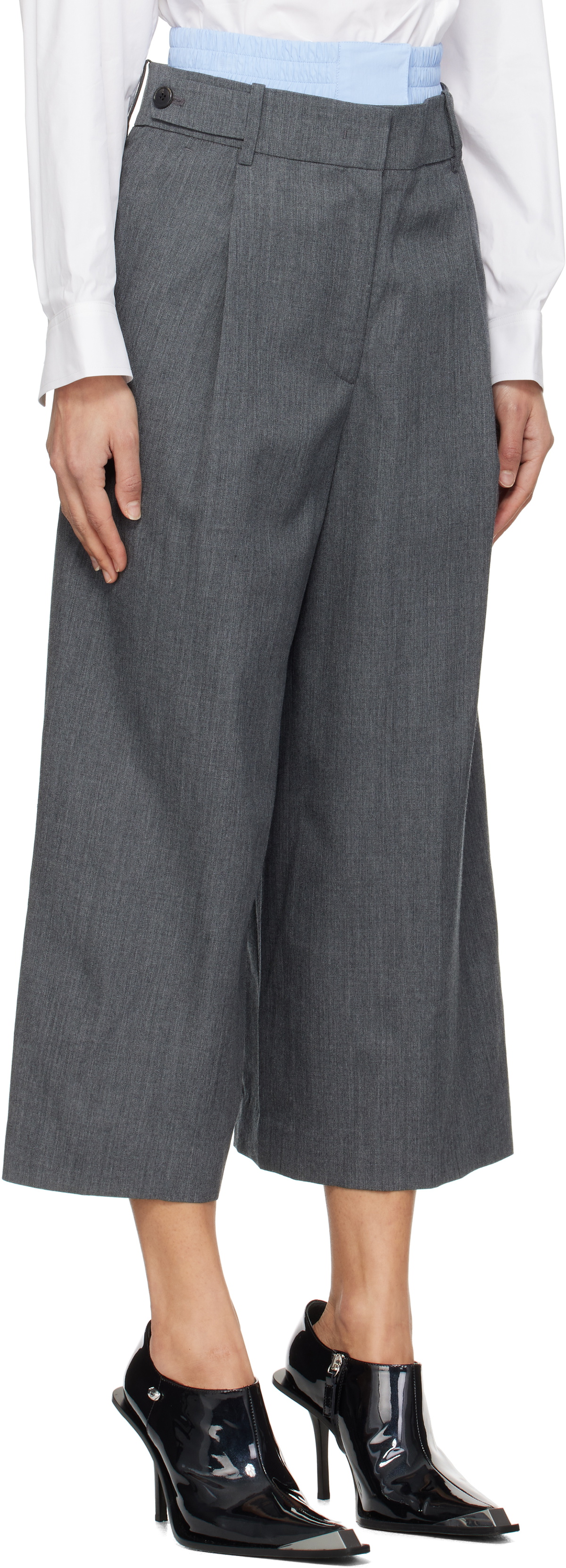 Juun.J Gray Double Waisted Tucked Trousers