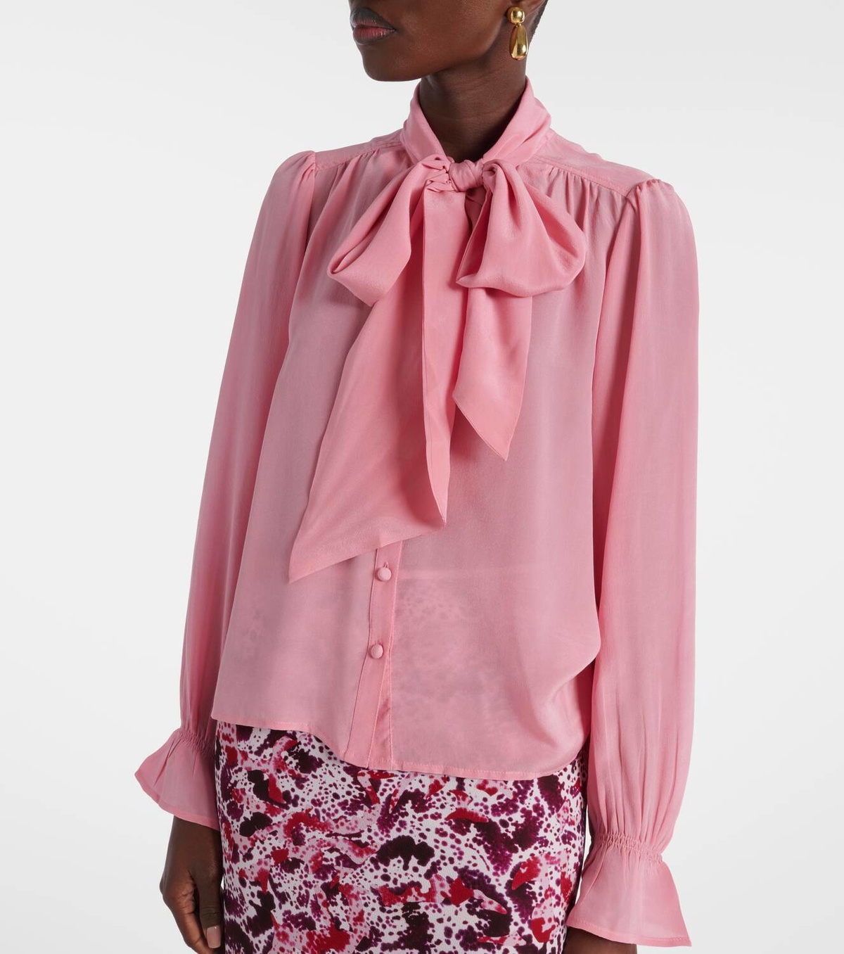 Rixo Wilhelmina tie-neck silk blouse