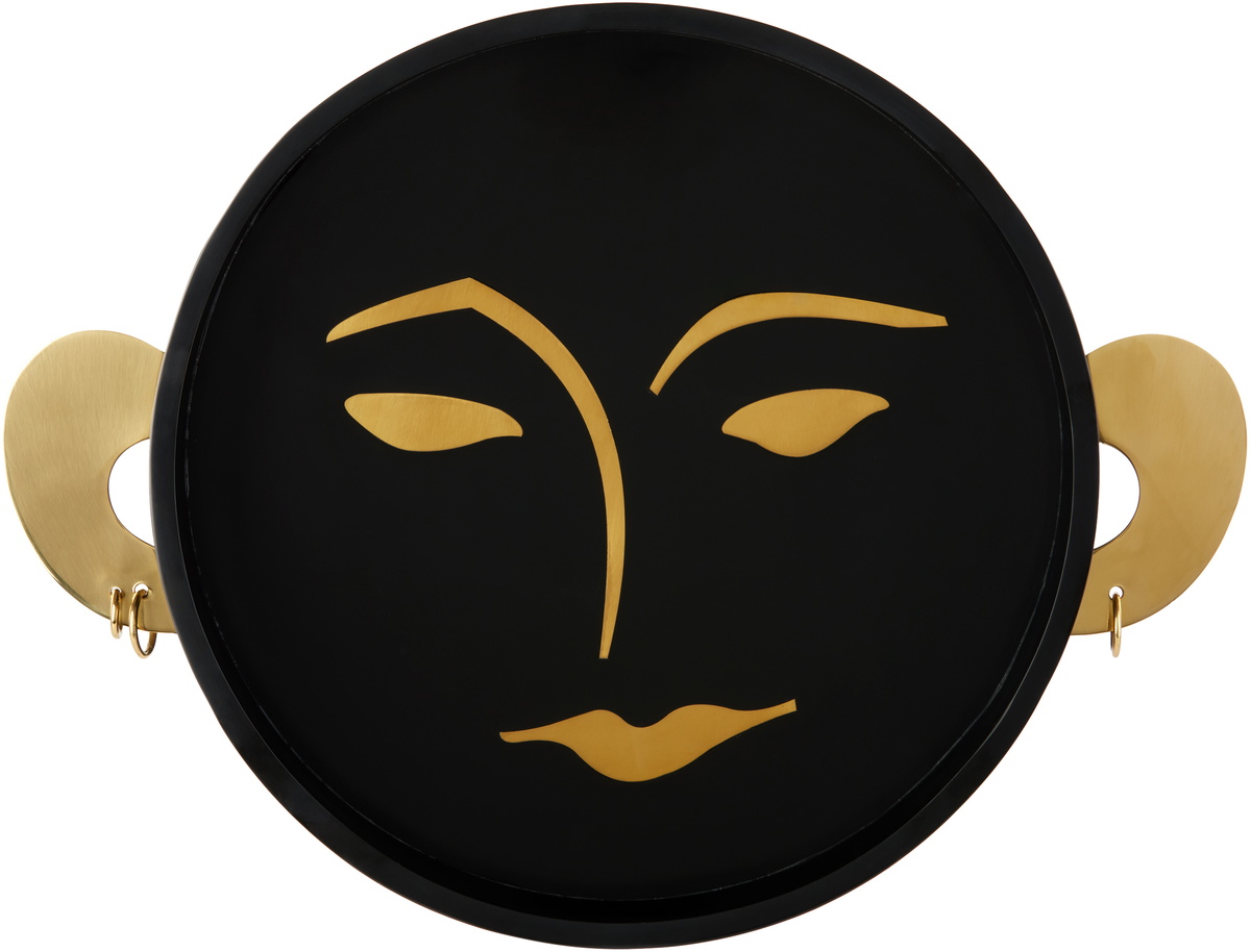 L'OBJET Black Kelly Behun Edition Henri Round Tray
