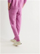 TOM FORD - Tapered Garment-Dyed Fleece-Back Cotton-Jersey Sweatpants - Purple