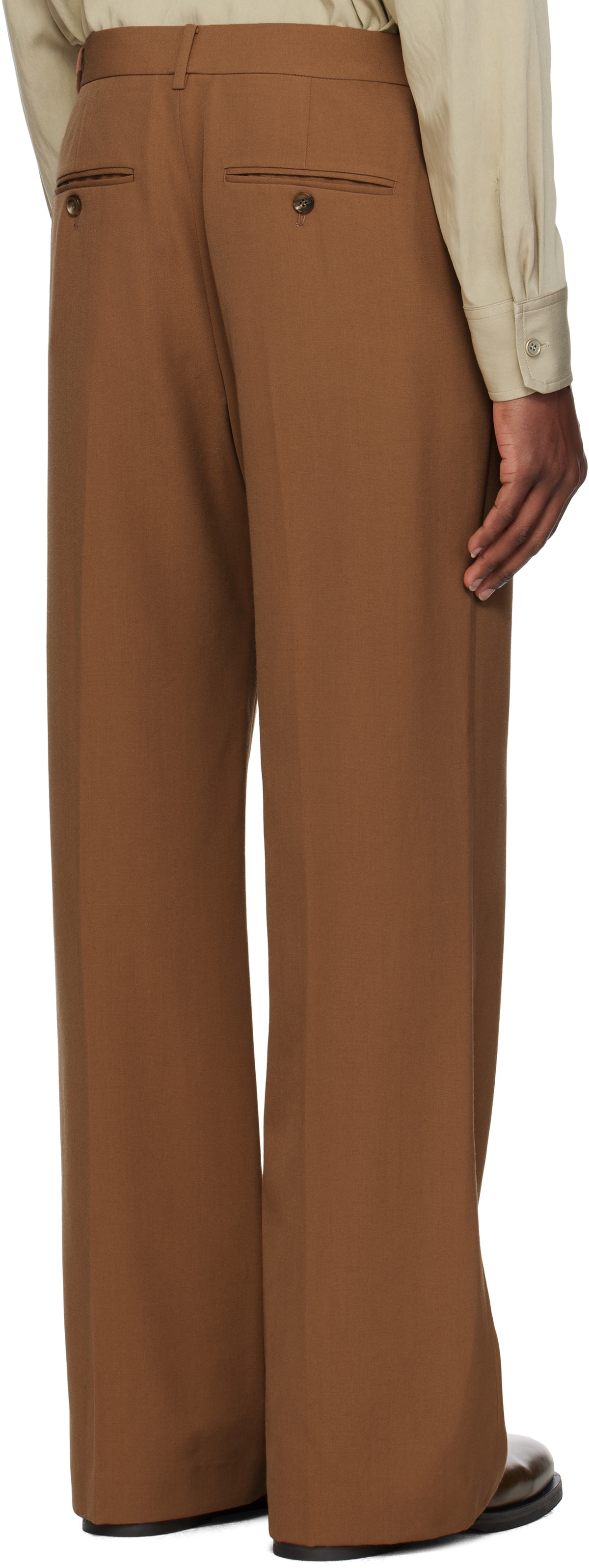 RECTO Tan Signature RC Flared Trousers