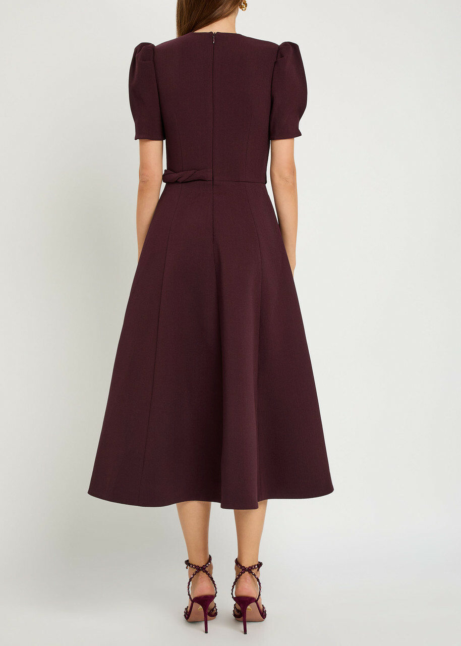 Rebecca Vallance Syrah Panelled Crepe Midi Dress Purple