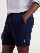 Polo Ralph Lauren - Straight-Leg Logo-Embroidered Cotton-Corduroy Drawstring Shorts - Blue