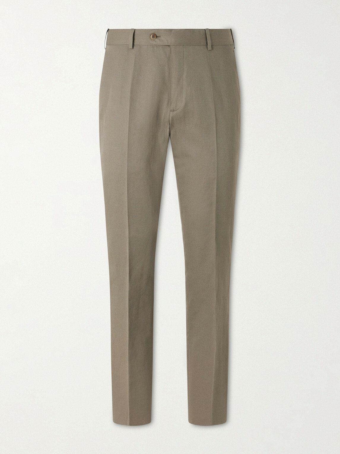 Brioni - Straight-Leg Linen and Cotton-Blend Trousers - Brown