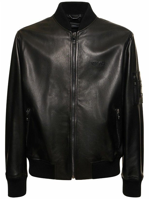 Photo: VERSACE - Logo Leather Zip Jacket