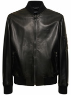 VERSACE - Logo Leather Zip Jacket